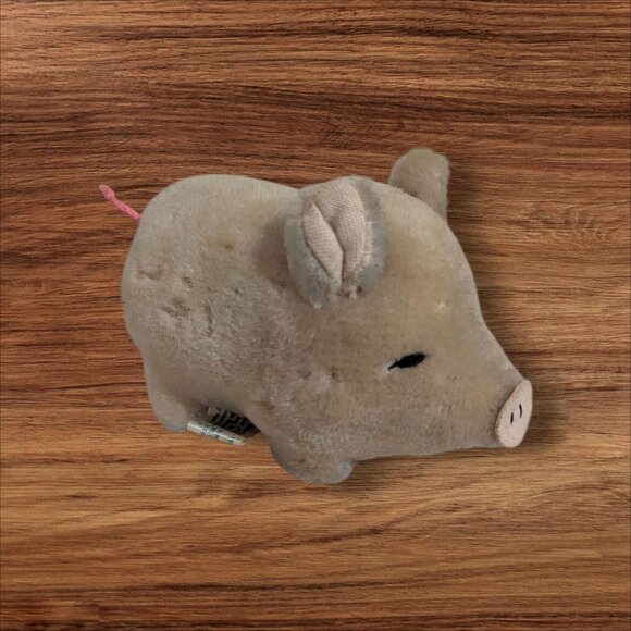 Vintage Dakin Plush Pig Toy Beige Stuffed Animal With Pink Tail 4 .5" 1981 - Picture 1 of 8
